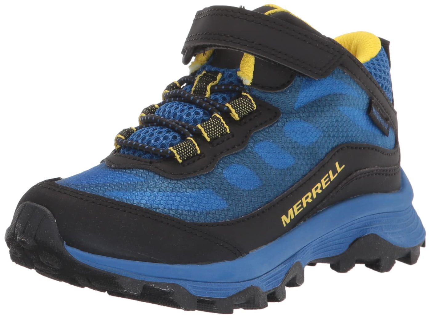 Merrell Moab Speed Mid Alternative Closure Waterproof Hiking Boot, Black/Royal, 7 US Unisex Big Kid