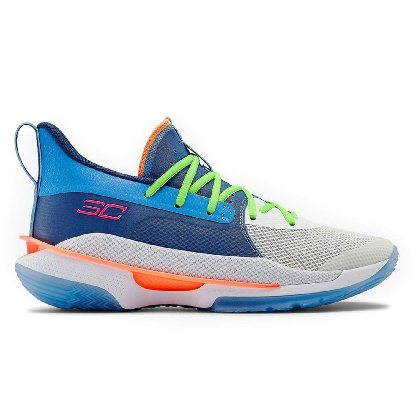 Under Armour Men's Curry 7 Basketball Shoe,Water/White, 9 US