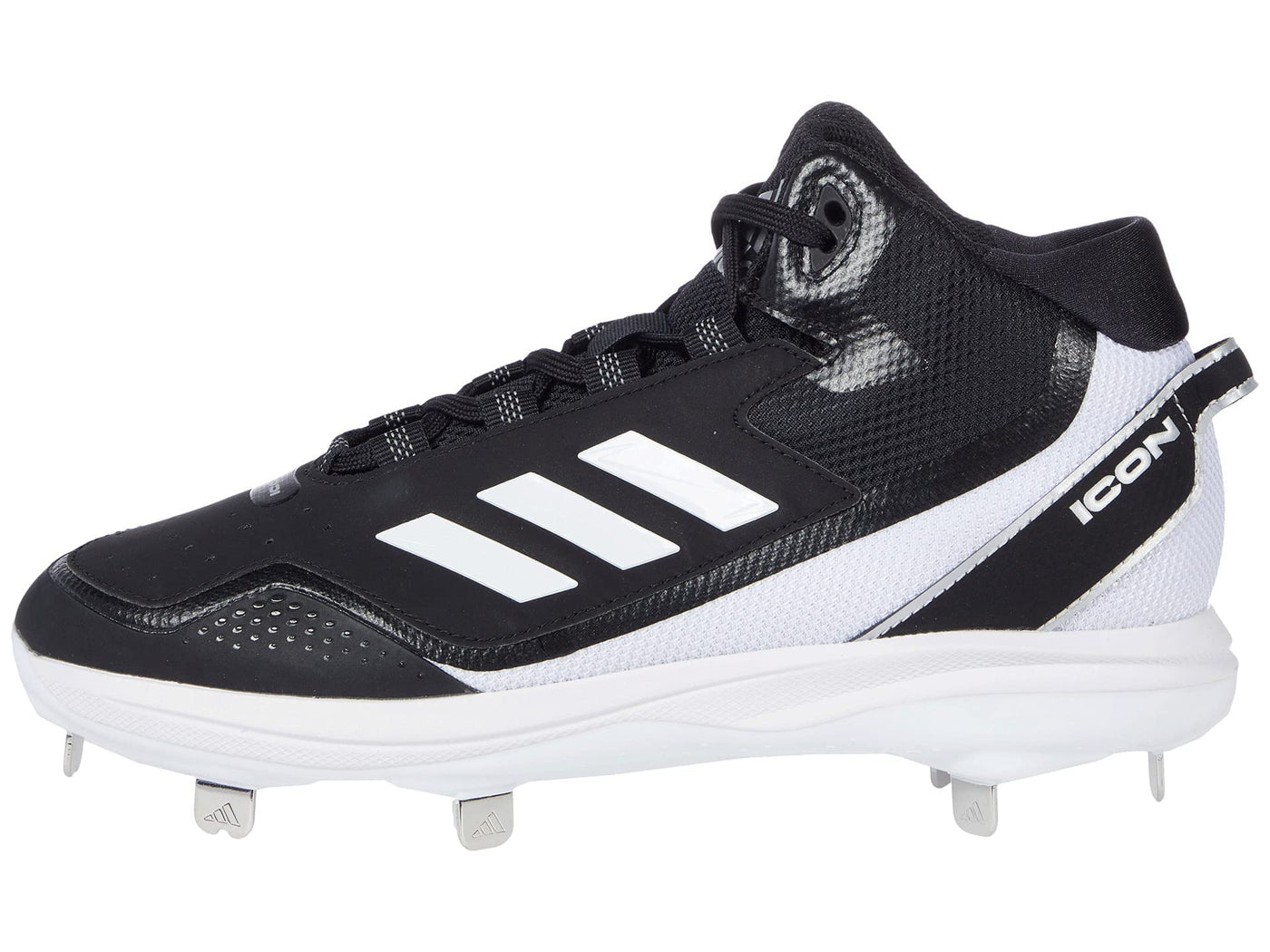 adidas Men's Icon 7 Mid Cleats 9 Black/White/Silver Metallic