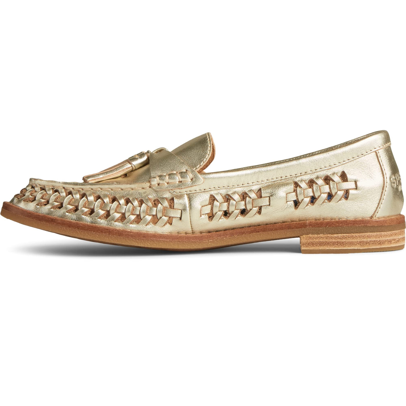 Sperry Seaport Penny PlushWave Woven Leather Platinum 8 M (B)