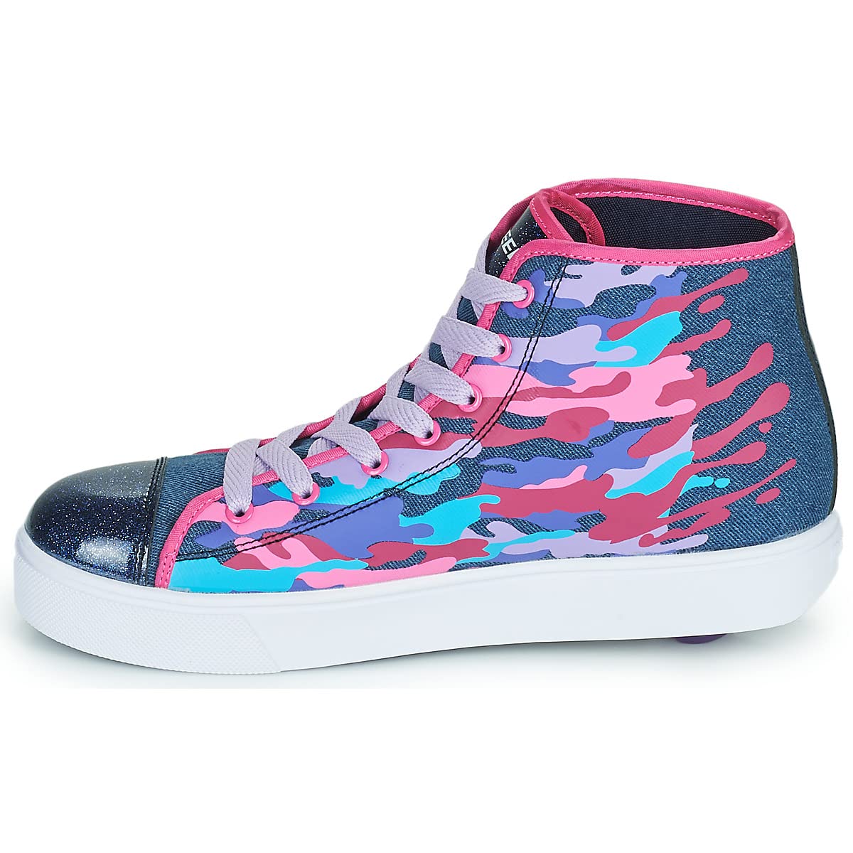 HEELYS Womens Veloz Sneaker (Little Kid/Big Kid/Adult) Denim/Multi/Rainbow 4 Big Kid (Women's 5) M