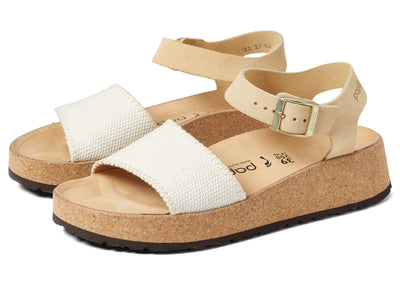 Birkenstock Glenda by Papillio Natural/Almond Canvas/Suede EU 38 (US Women's 7-7.5) Narrow