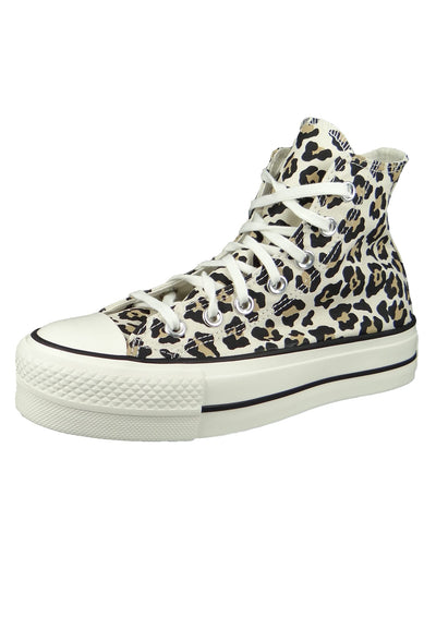 Converse Women's Chuck Taylor All Star Leopard Platform High Top Sneakers, Driftwood/Light Fawn/Black, 9.5 Medium US