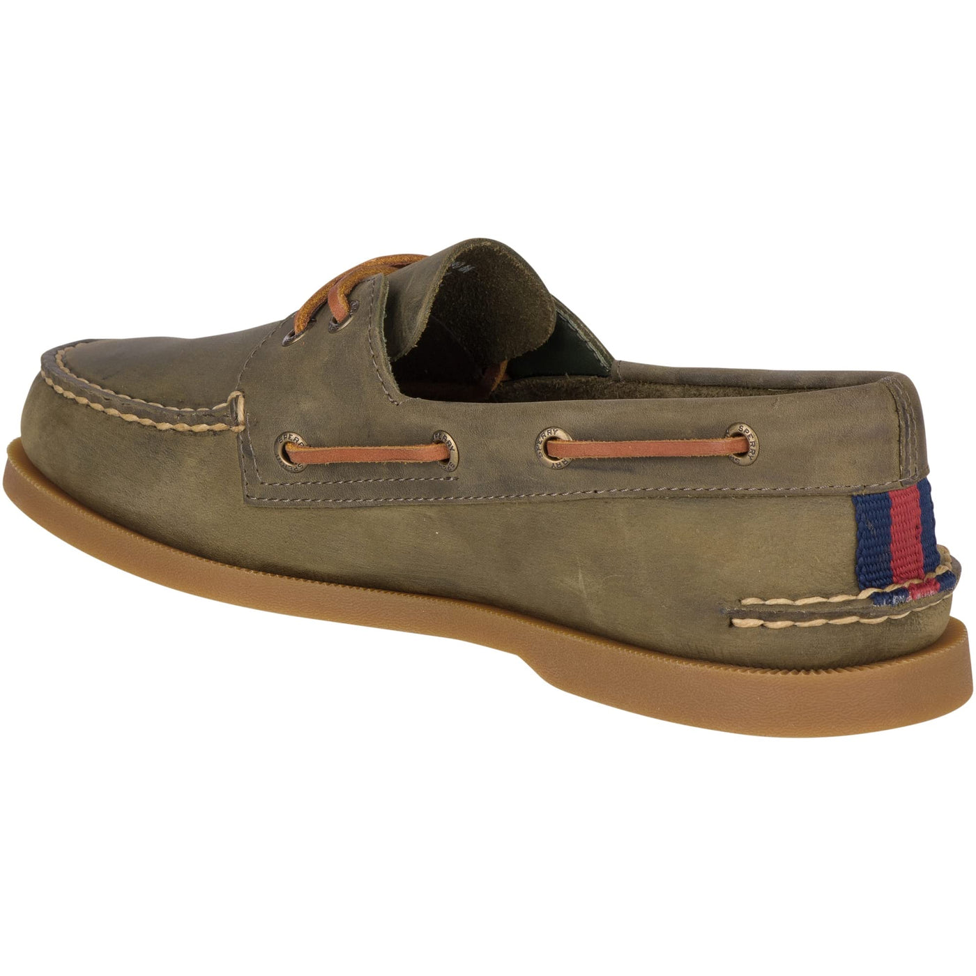 Sperry Men's Authentic Original 2-Eye Boat Shoe, Olive LTHR, 12 M US