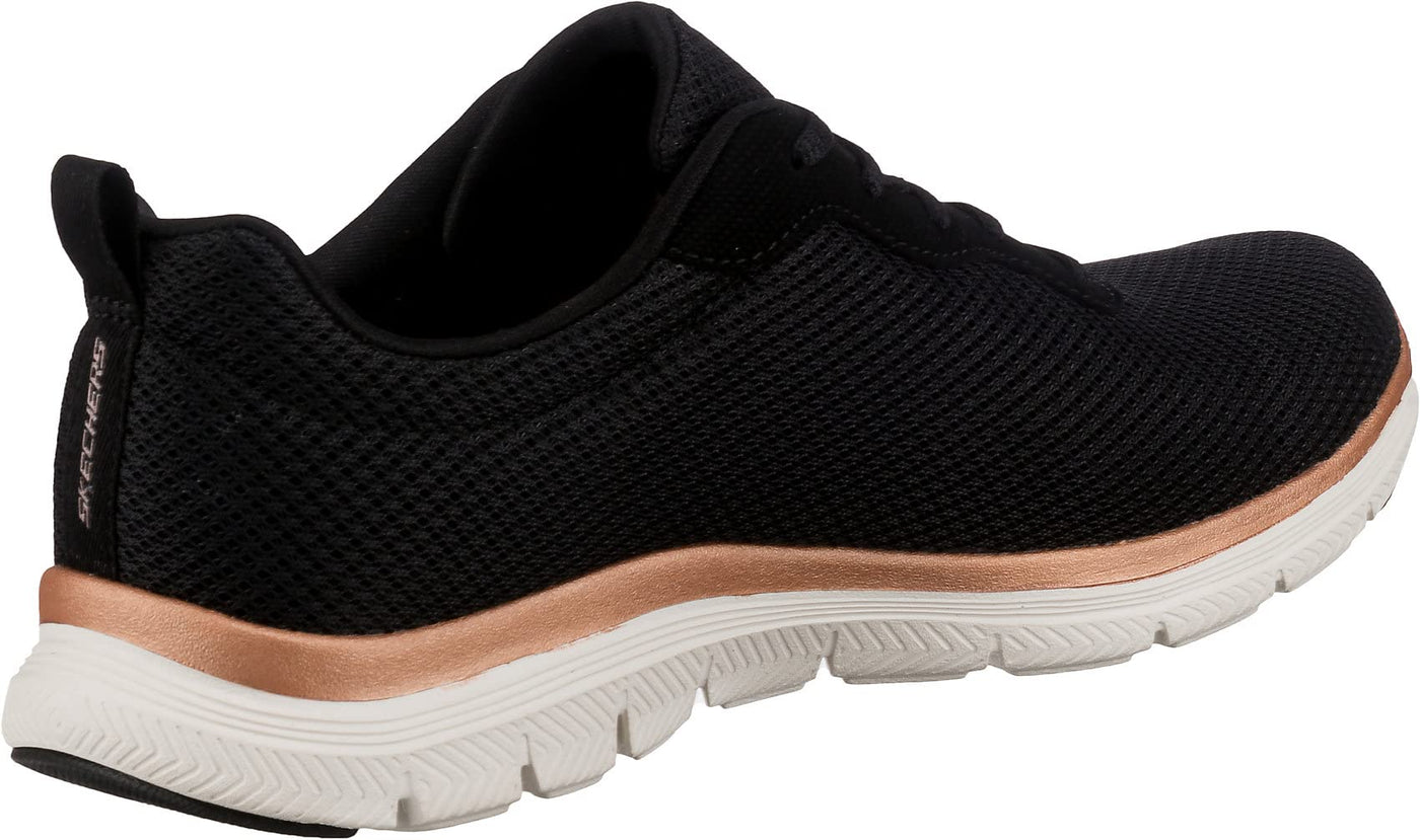 Skechers Women's Flex Appeal 4.0-Brilliant Vie Sneaker, Bkrg=Black Rose Gold, 8.5