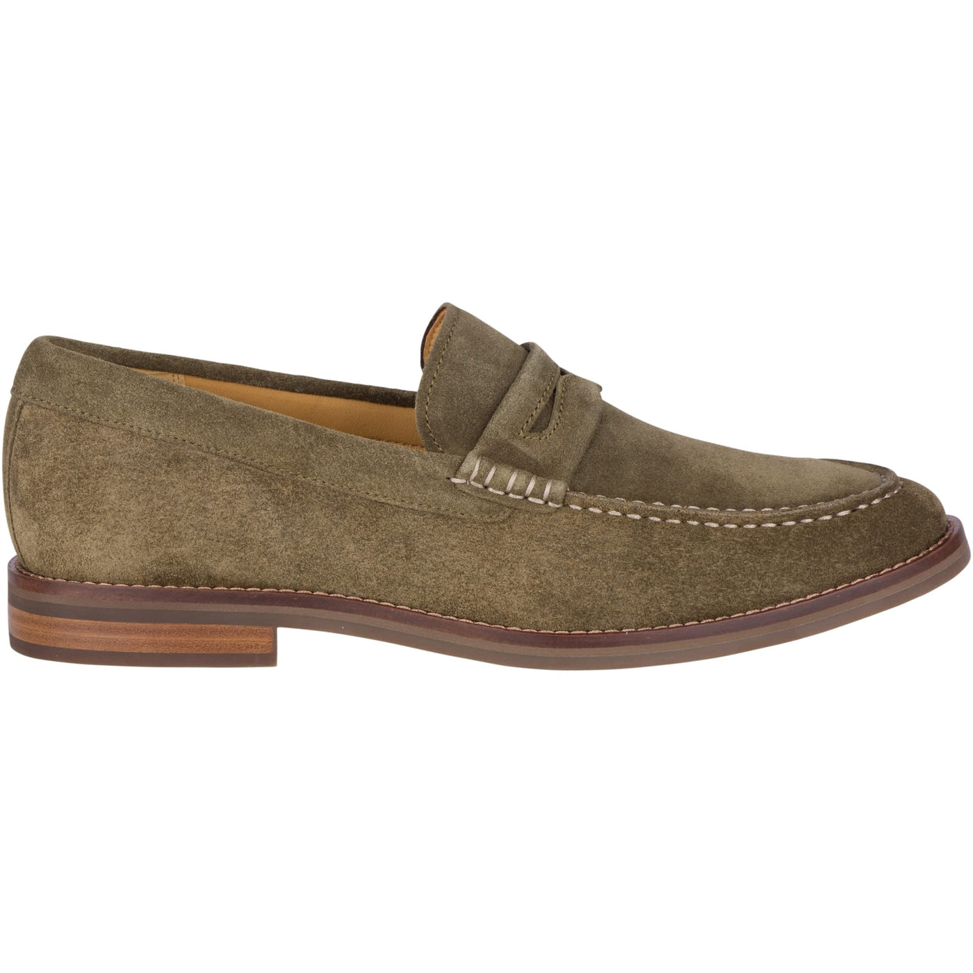 Sperry Men's Gold Cup Exeter Suede Penny Loafer, Olive, 11.5