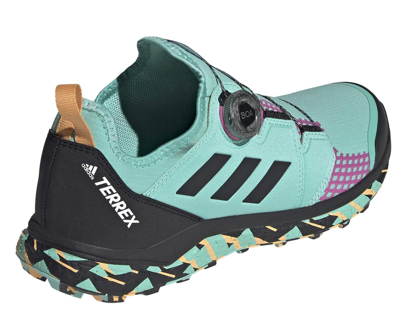 adidas Men's Terrex Agravic BOA Trail Running Shoe, Acid Mint/Core Black/Screaming Pink - 8.5