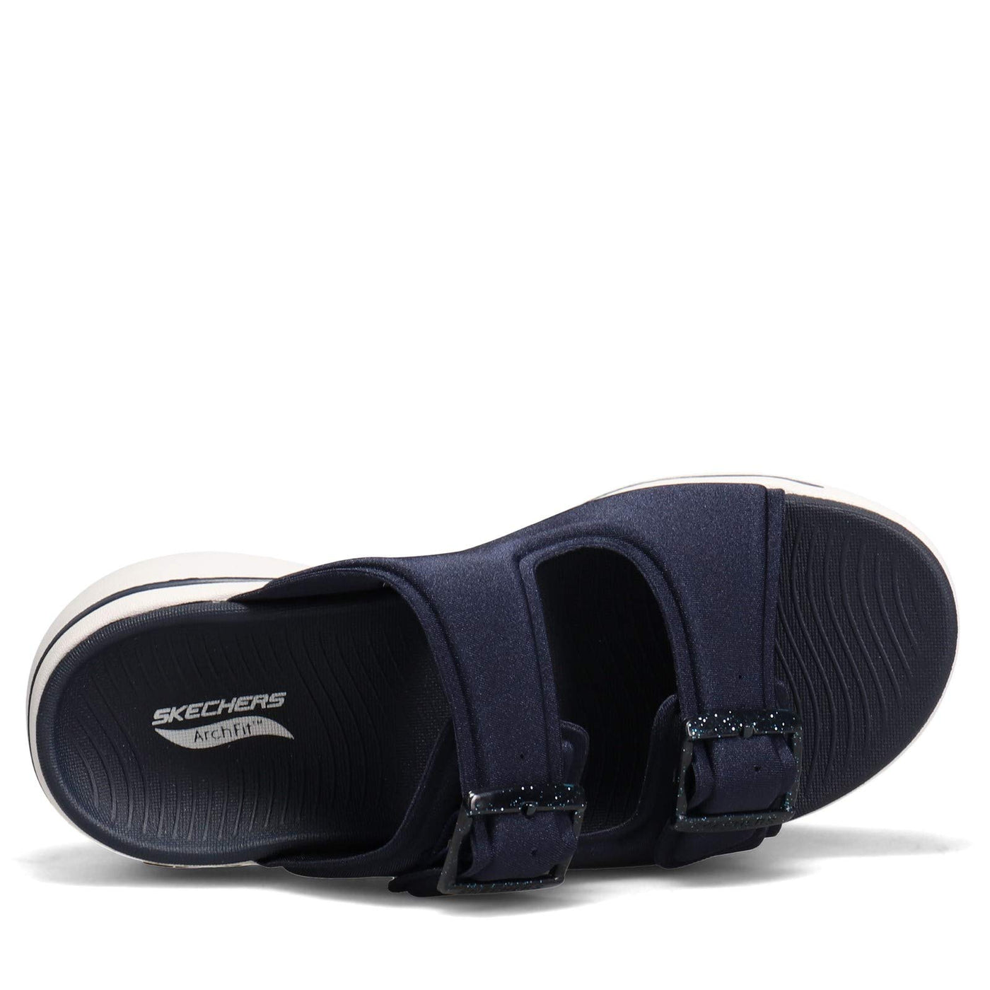 Skechers Go Walk Arch Fit Double Band Buckle Slide Navy 6 B (M)