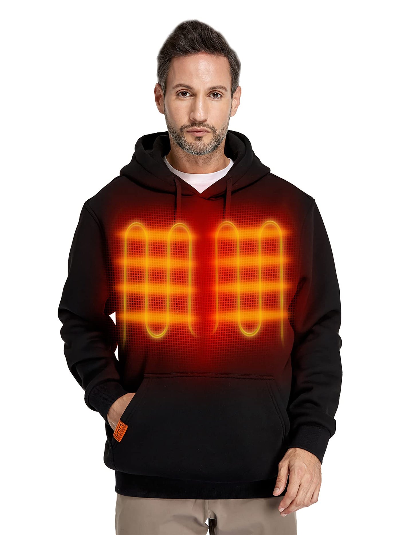 ORORO Heated Pullover Hoodie, Fleece Hooded Sweatshirt with Battery Pack (Unisex) (Black,L)