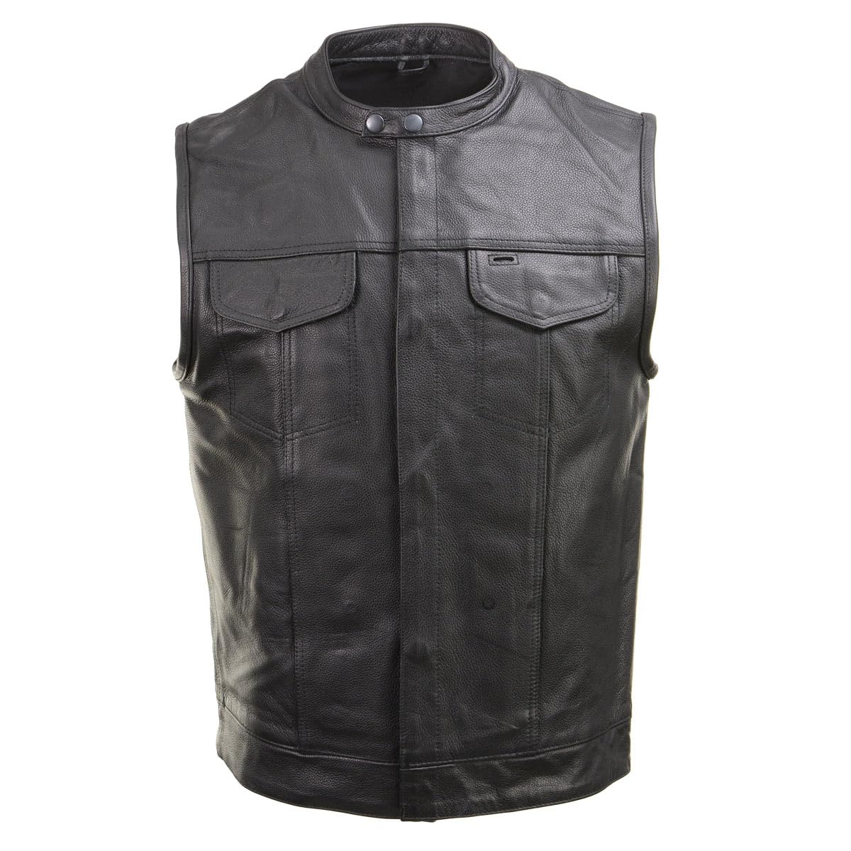 Xelement XS1937 Men's 'Quick Draw' Black Leather Motorcycle Biker Rider Vest - Small