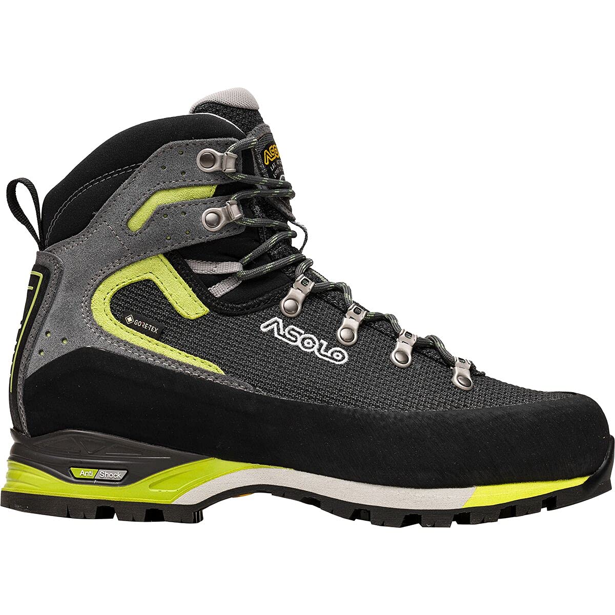 ASOLO Men's Corax GV Backpacking Boot Nero/Green Lime 8