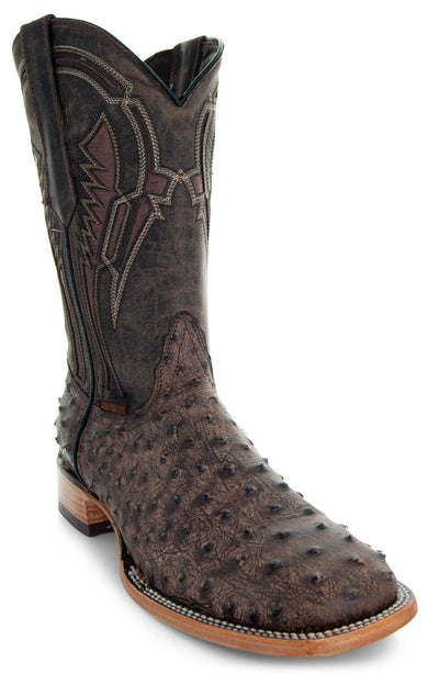 Soto Boots Men's Out of the Wild Ostrich Print Cowboy Boots, Exotic Print Men's Cowboy Boots, Western Boots For Men H50031 8 Brown