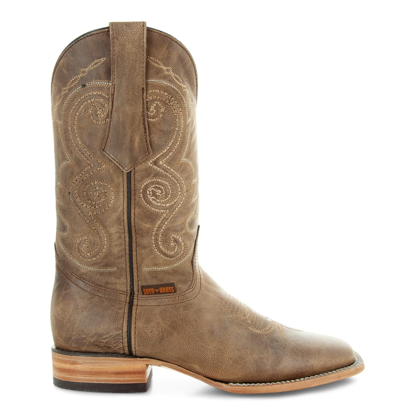 Soto Boots Mens Classic West Tan Broad Square Toe Cowboy Boot H50056 (Tan,13)