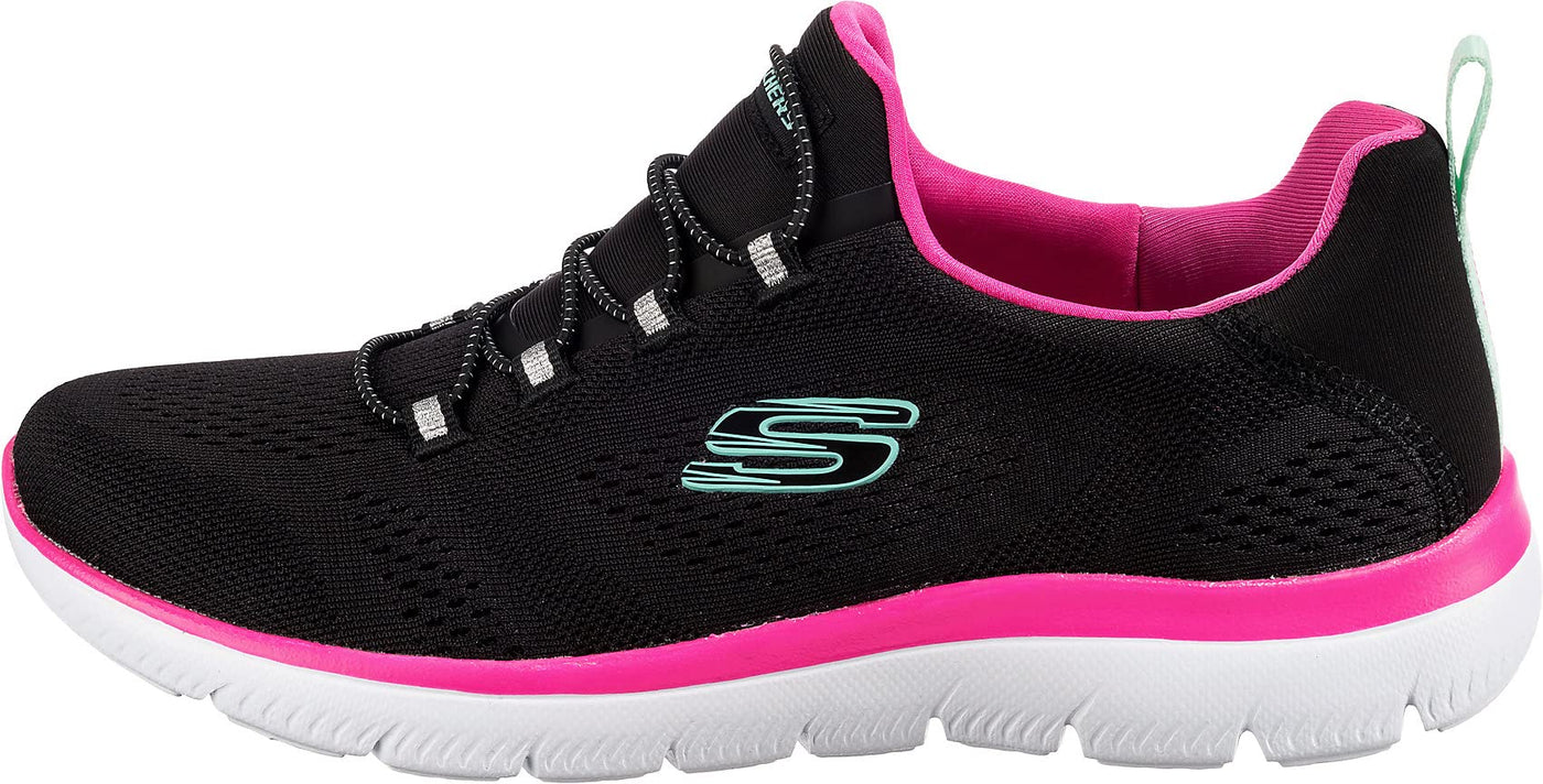 Skechers Sport Women's Women's Perfect Views Sneaker, BKHP=Black/Hot Pink, 7