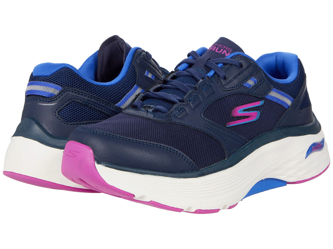 Skechers Womens Max Cushioning Arch Fit Fast Dash Shoes 8 Navy/Purple