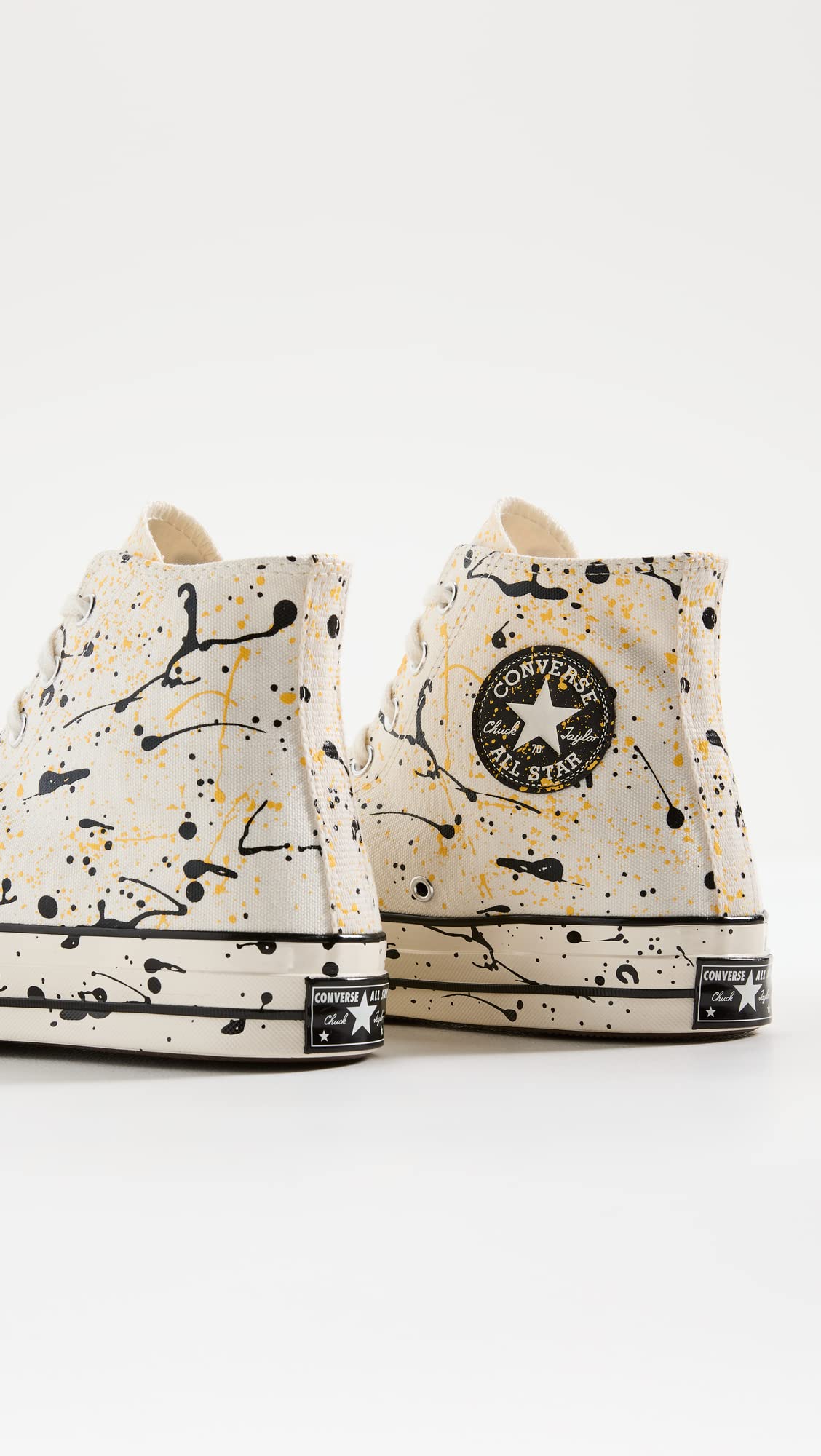 Converse Men's Chuck 70 Hi Paint Splatter Sneakers, Egret/Black/Amarillo, 7.5 Medium US