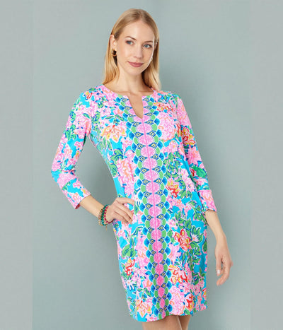 Lilly Pulitzer UPF 50+ Nadine Dress XX-Small Multi Rose to the Occasion Engineered Chilly Lilly