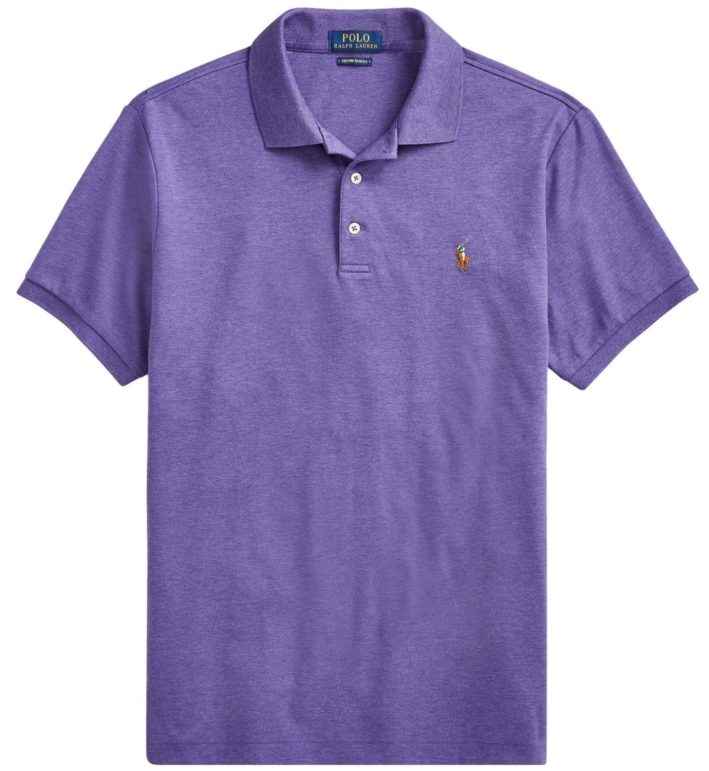 Polo Ralph Lauren Mens Medium Fit Interlock Pony Shirt- SaffronHtrSigPny - L (Fall/Winter 2022) Purple Saffron With the Signature Multi-colored Pony