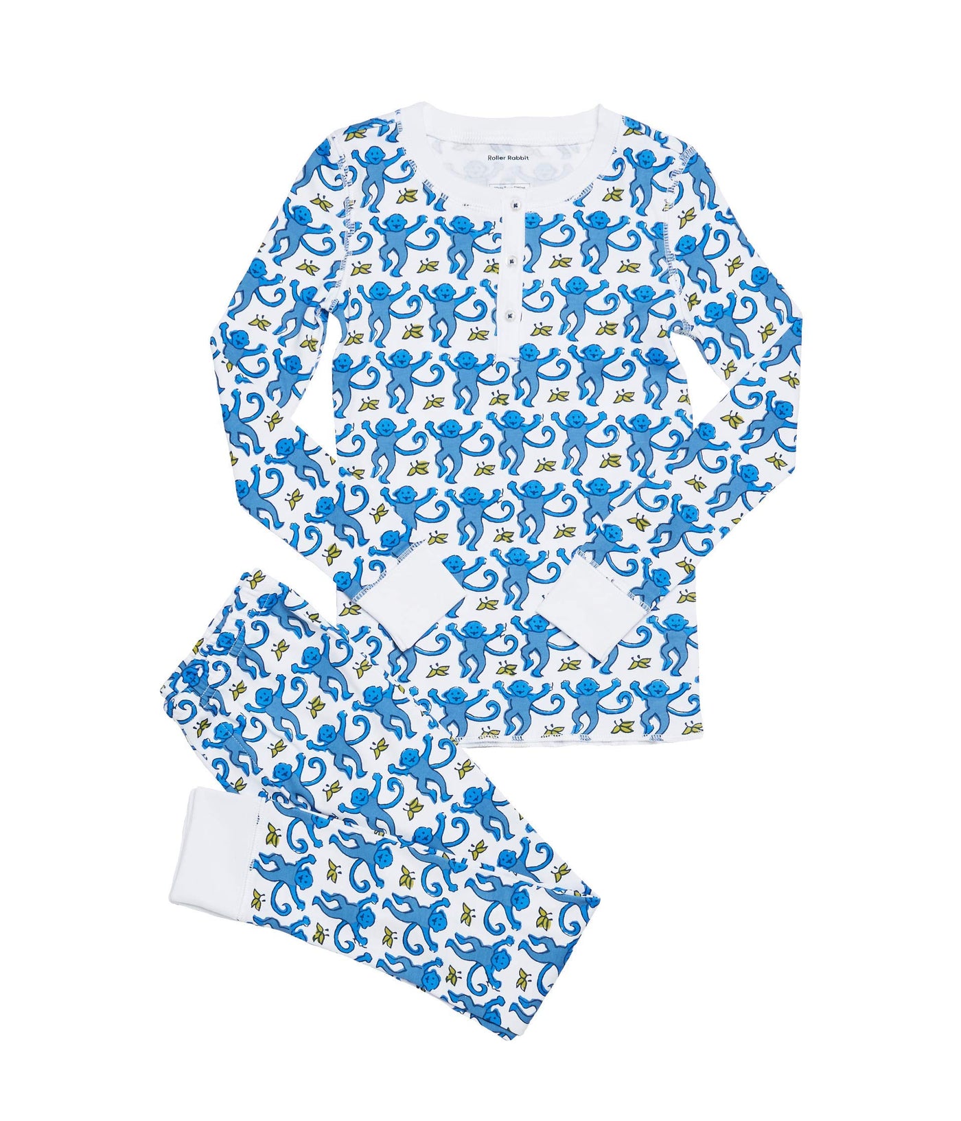 Roller Rabbit Monkey Pajamas (Infant/Toddler/Little Kids/Big Kids) Blue 10 Big Kid