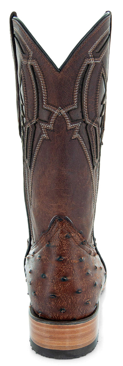 Soto Boots Men's Out of the Wild Ostrich Print Cowboy Boots, Exotic Print Men's Cowboy Boots, Western Boots For Men H50031 11 Cognac