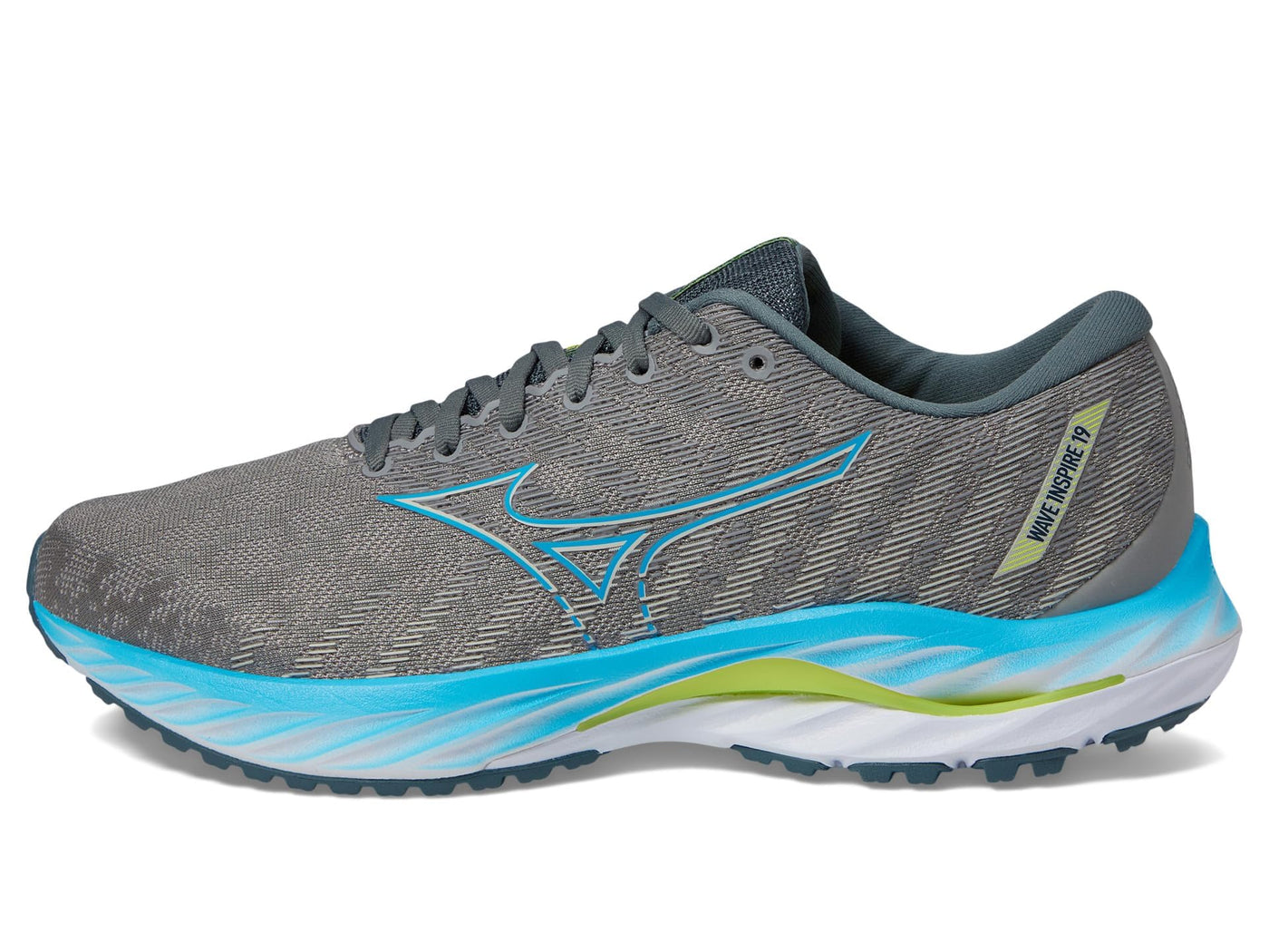 Mizuno Men's Wave Inspire 19 Running Shoe, Ghost Grey/Jet Blue, 8.5