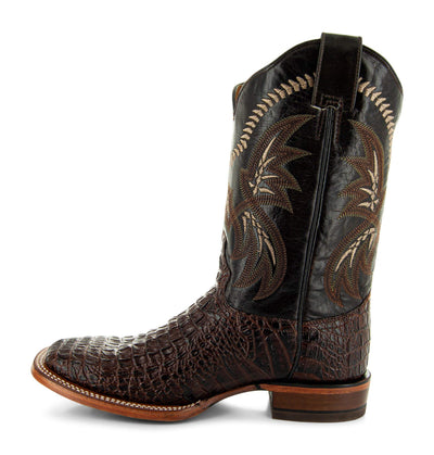 Soto Boots Men's Caiman Belly Print Cowboy Boots H4001 (Brown,9)