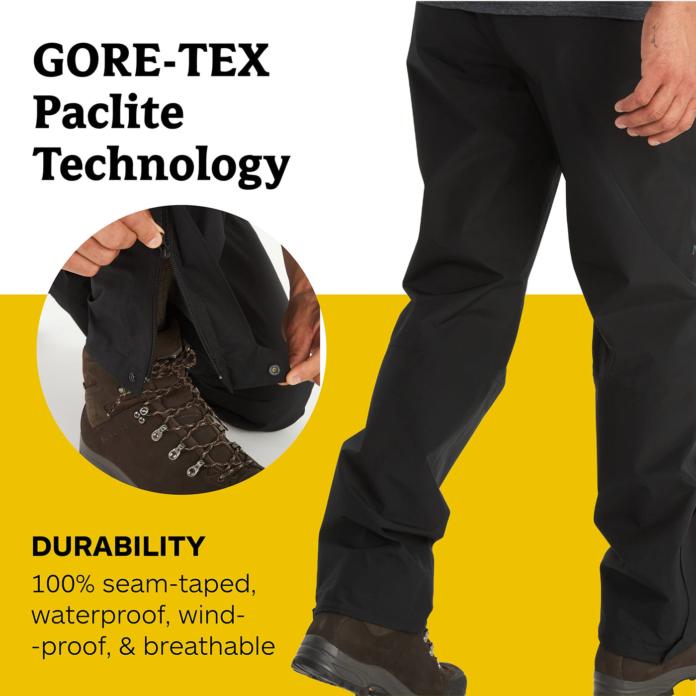 MARMOT Men's Gore-TEX Minimalist Rain Pant - Packable, Breathable, Durable Wind & Water Protection Black Medium