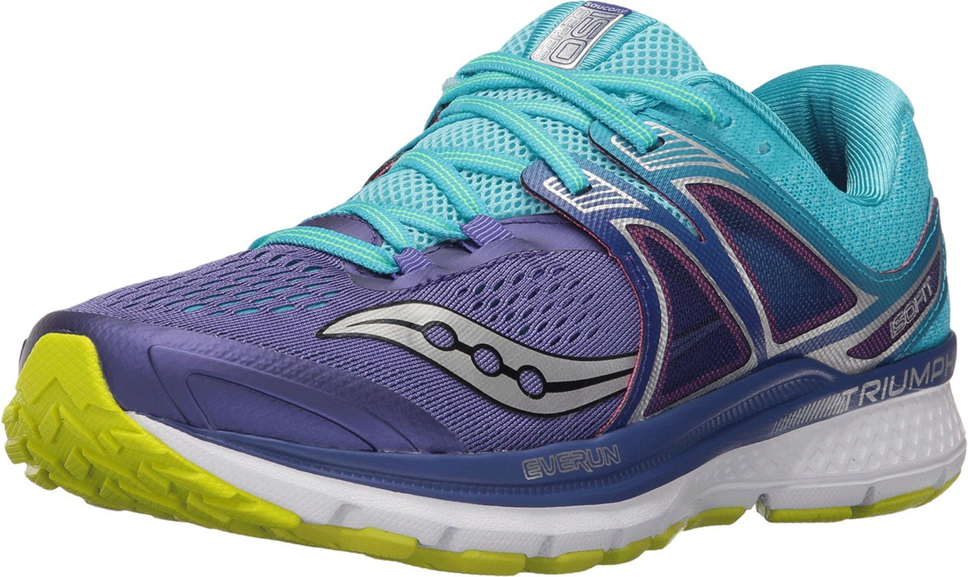 Saucony Women's Triumph iso 3 Running Shoe, Purple/Blue/Citron, 6 W US