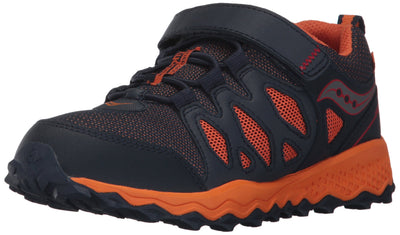 Saucony Peregrine Shield A/C Running Shoe (Little Kid/Big Kid), Navy/Orange, 10.5 Wide US Little Kid