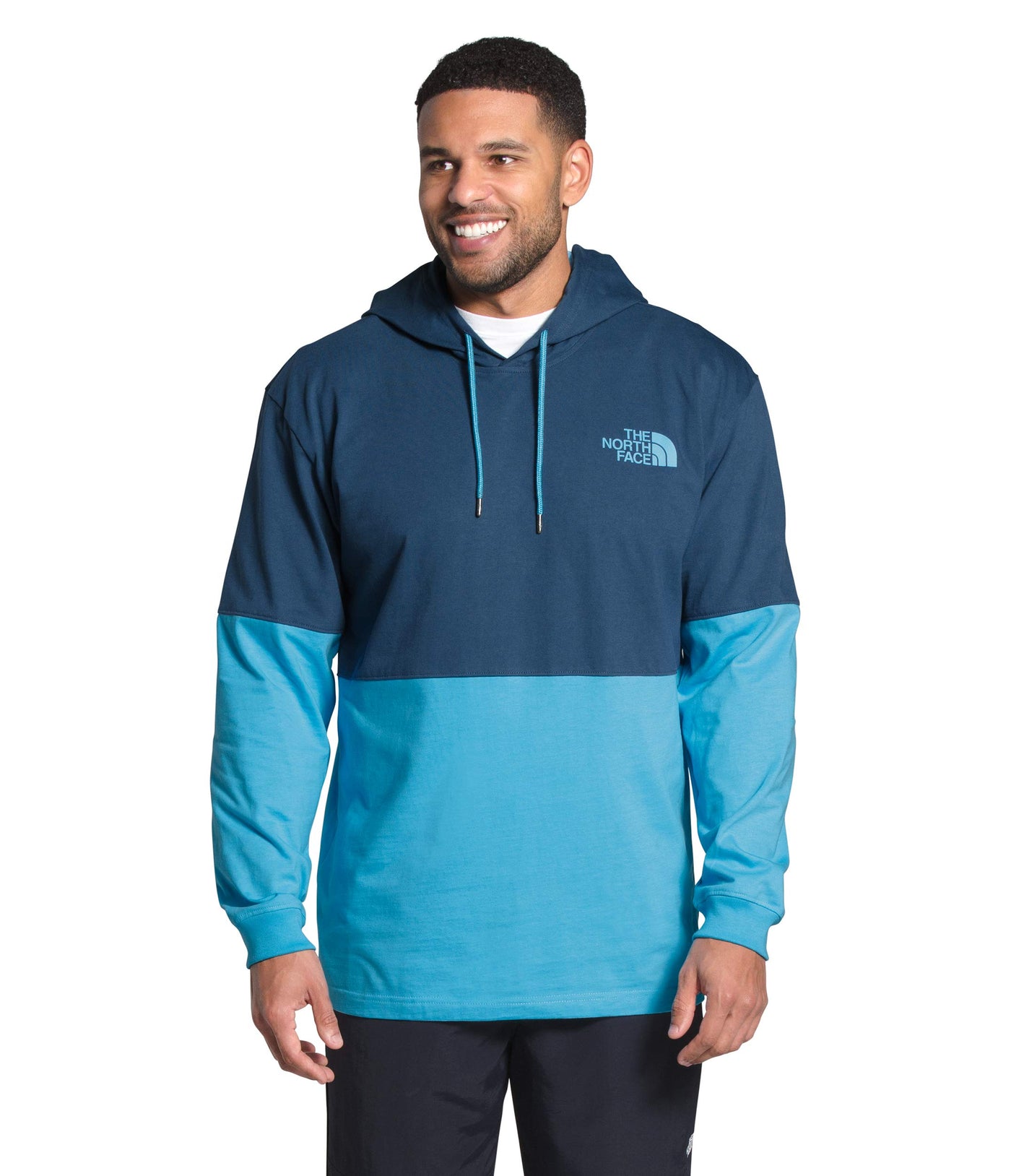 THE NORTH FACE Men’s Heavyweight Half-And-Half Pullover Hoodie, Shady Blue/Ethereal Blue, X-Large