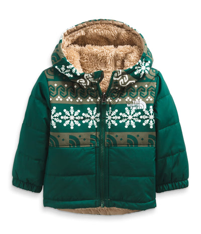 The North Face Infant Reversible Mount Chimbo Full Zip Hooded Jacket, Night Green Halfdome Fairisle Print, 12M