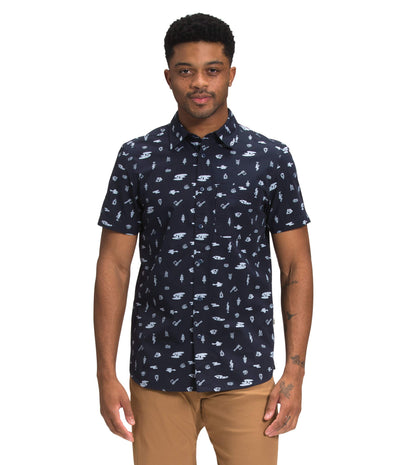 The North Face Short Sleeve Baytrail Pattern Shirt - Men's Aviator Navy Camp Tools Print, XXL