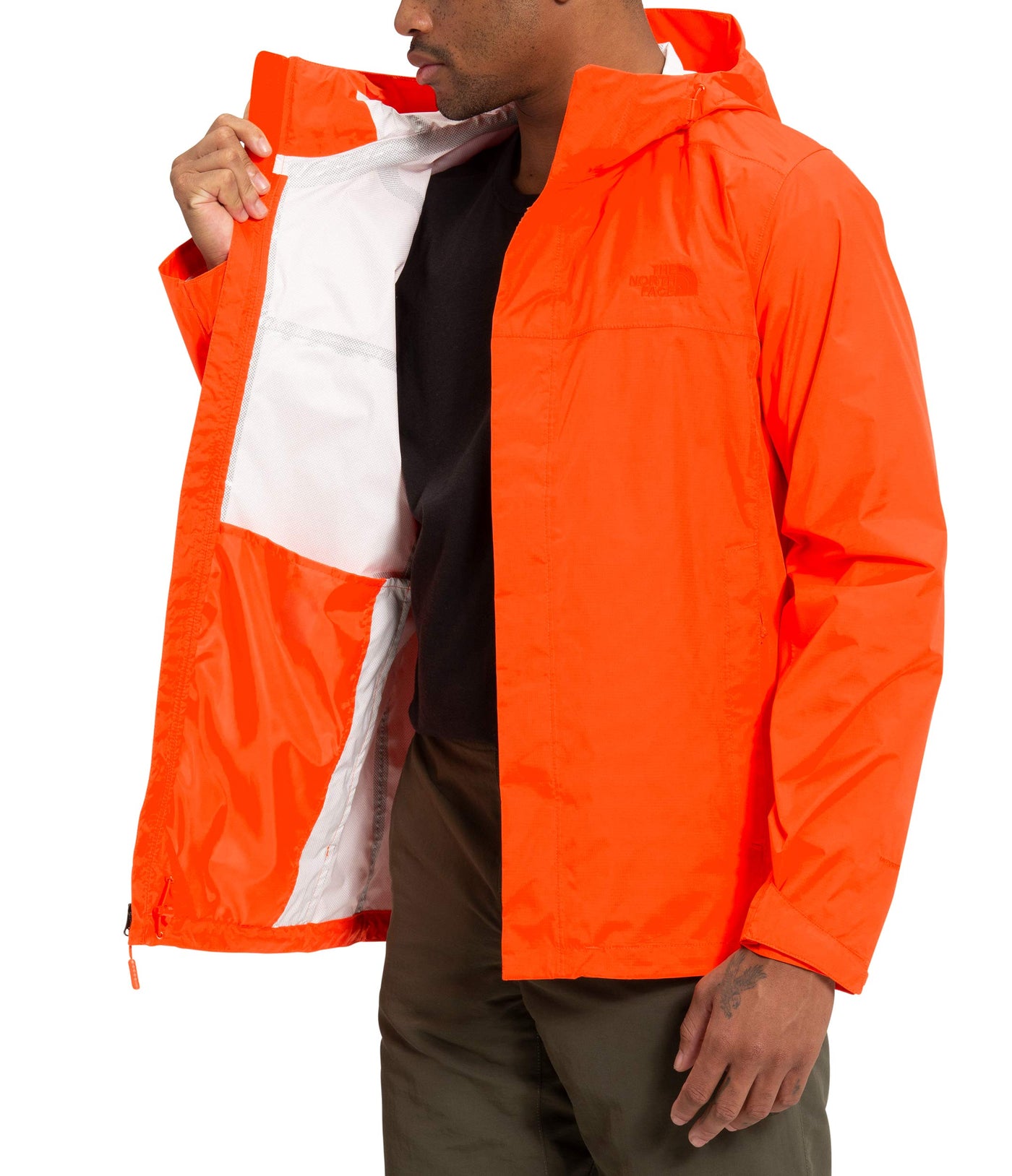 THE NORTH FACE Men’s Venture 2 Waterproof Hooded Rain Jacket, Flame, X-Large