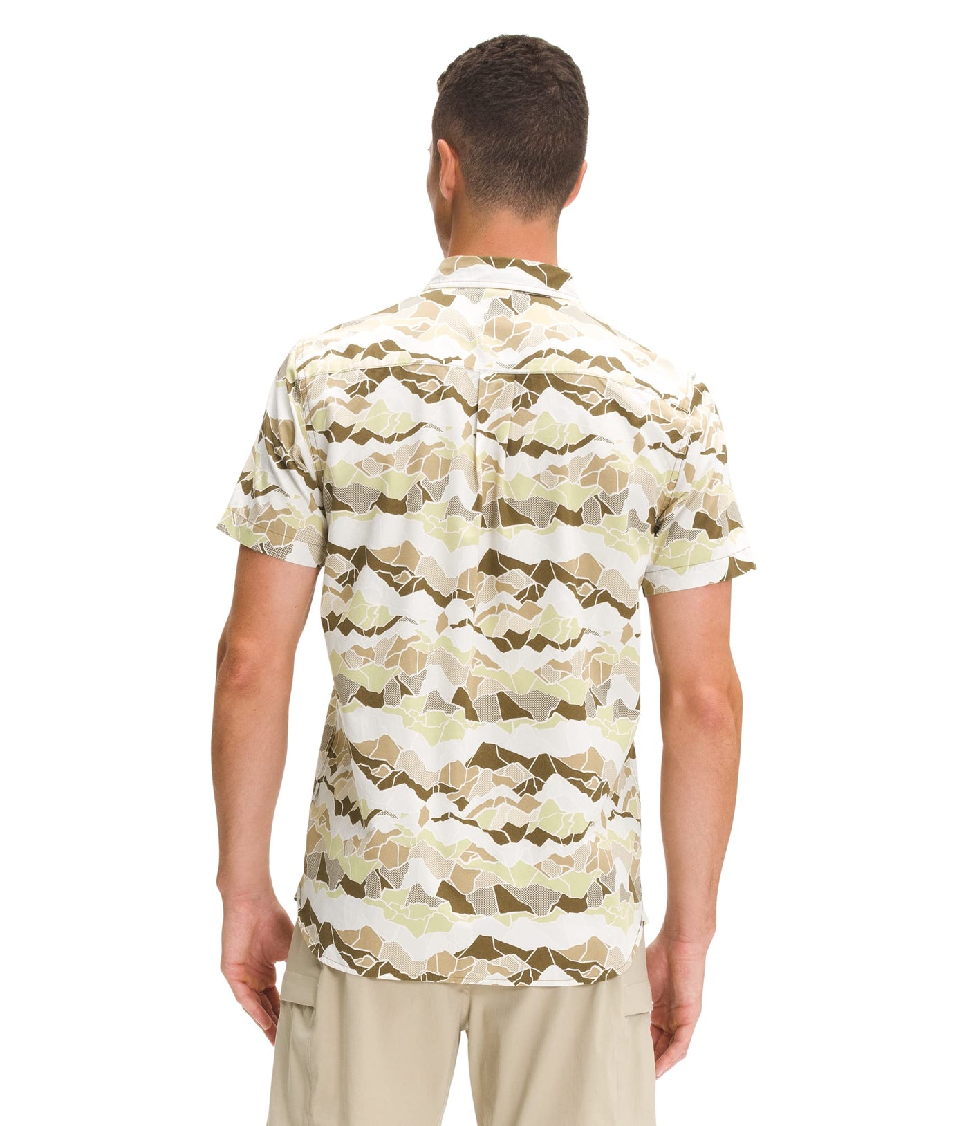 THE NORTH FACE S/S Baytrail Pattern Shirt - Men's Military Olive Mountain Camo Print X-Large