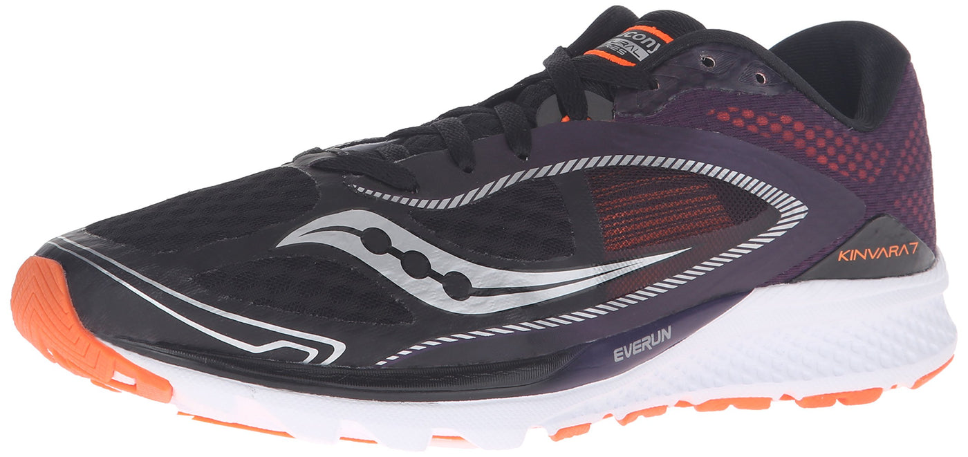 Saucony Men's Kinvara 7 Running Shoe, Black/Purple/Orange, 8.5 M US