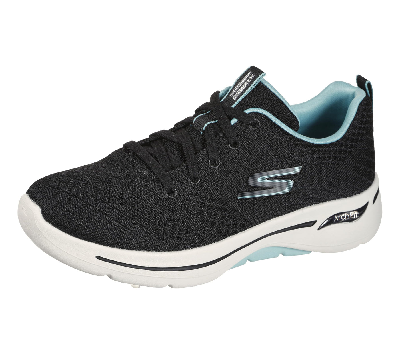 Skechers Women's Go Walk Arch Fit Unify Sneaker 8 Wide Black/Aqua