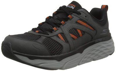 Skechers Men's Sneaker, Charcoal Leather Orange Synthetic Trim, 10