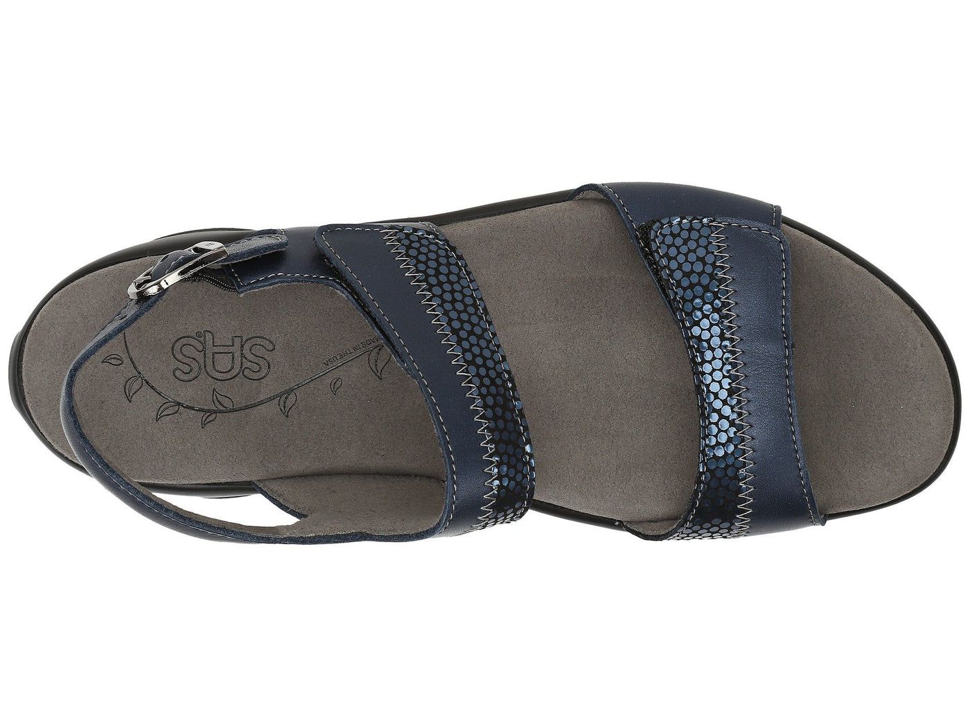 SAS Nudu Strap Sandals for Women - Hook and Loop Fastener, Adjustable Buckle Closure, and Shock Absorbing Outsole Navy 8 N - Narrow (AA)