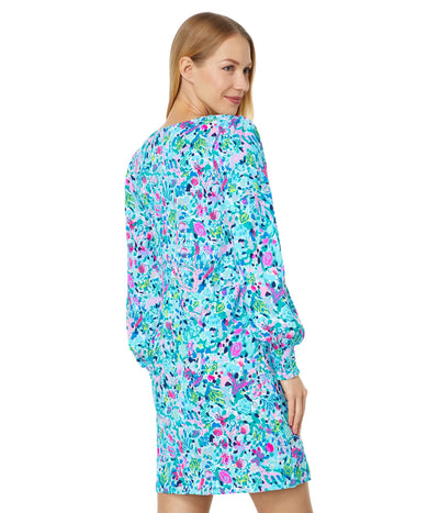 Lilly Pulitzer Diann Dress for Women - Blouson Sleeves with Smocked Cuffs, Cute and Adorable Summer Dress Multi Feeling Fintastic SM One Size