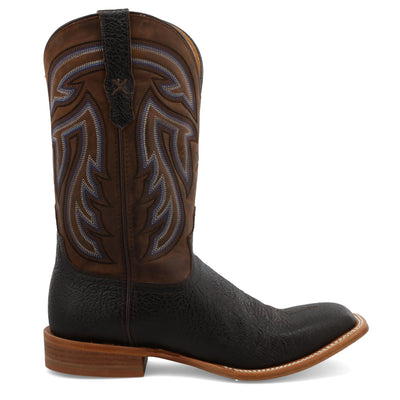 Twisted X Men's 12" Rancher, Wide Square Toe with CellSole, Black & Coffee, 13 D