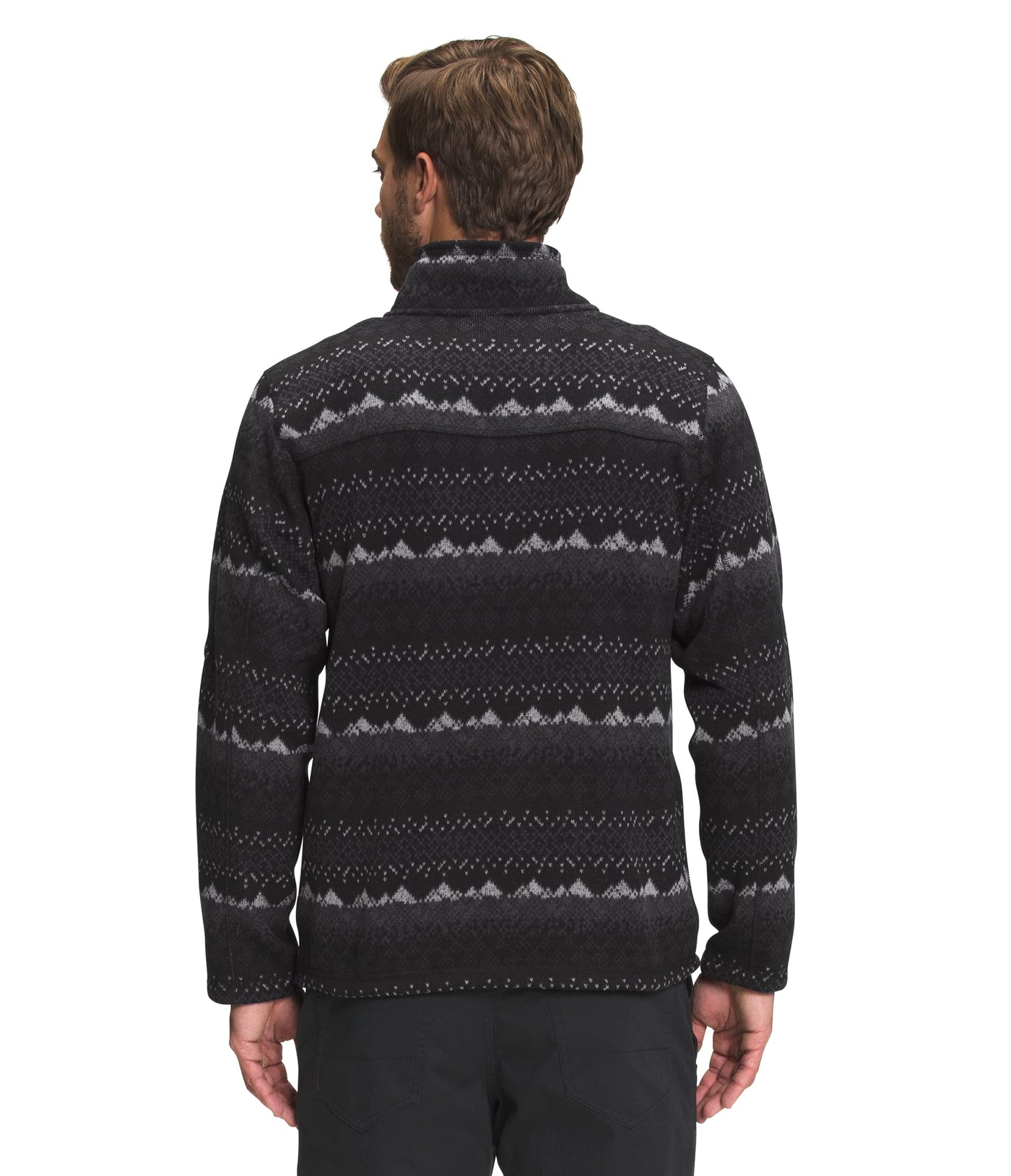 THE NORTH FACE Men's Gordon Lyons ¼ Zip Pullover, TNF Black Landscape Knit Print, X-Large