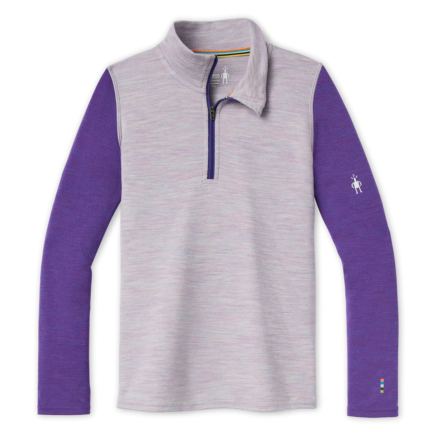 Smartwool Kids' Classic Thermal Merino Wool Base Layer — Quarter Zip (Slim Fit) X-Large Purple Eclipse Heather