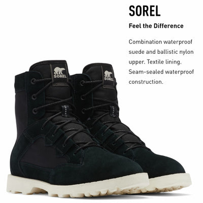 Sorel Men's Caribou OTM WP Boot — Waterproof Leather Rain Boots 11 Black, Chalk