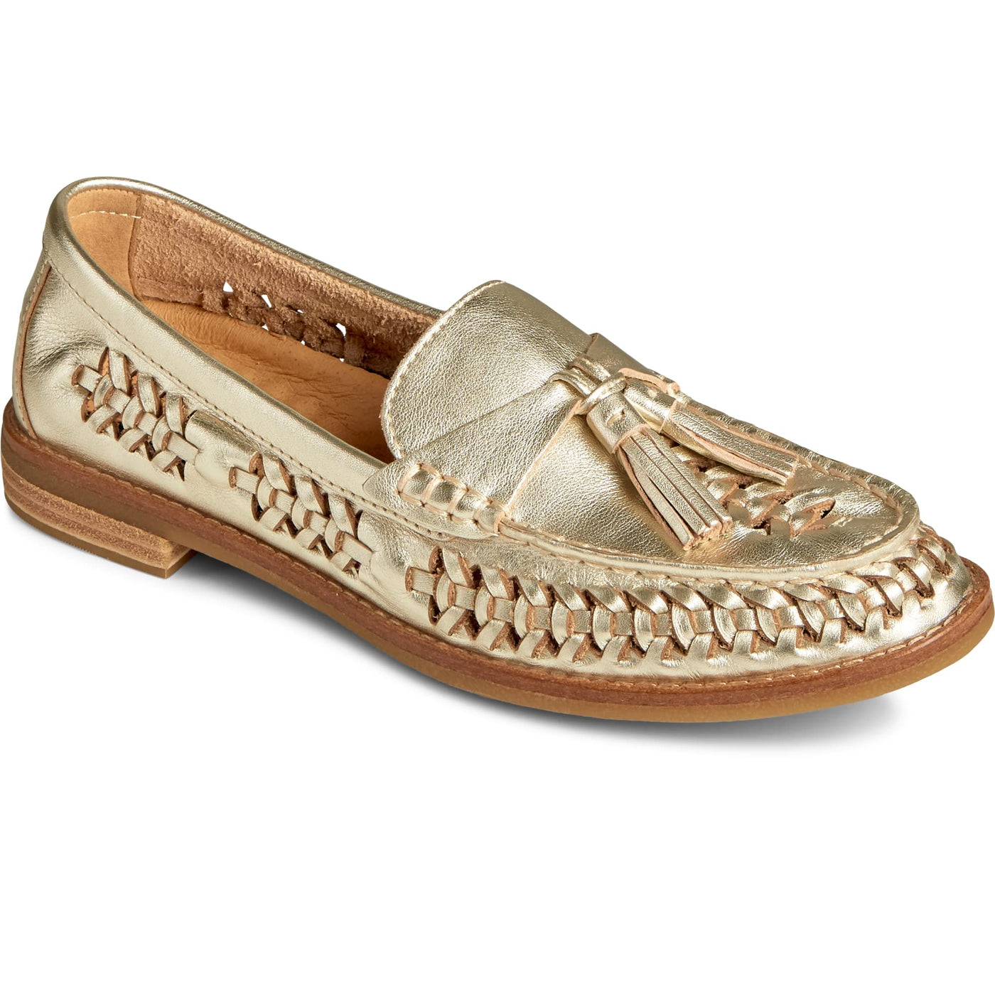 Sperry Seaport Penny PlushWave Woven Leather Platinum 8 M (B)