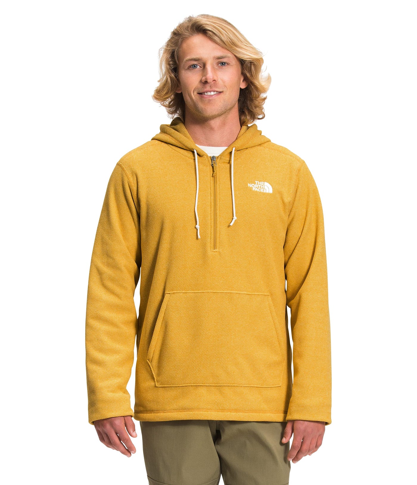 THE NORTH FACE Men's Textured Cap Rock ¼ Zip Hoodie Sweatshirt, Arrowwood Yellow, Medium