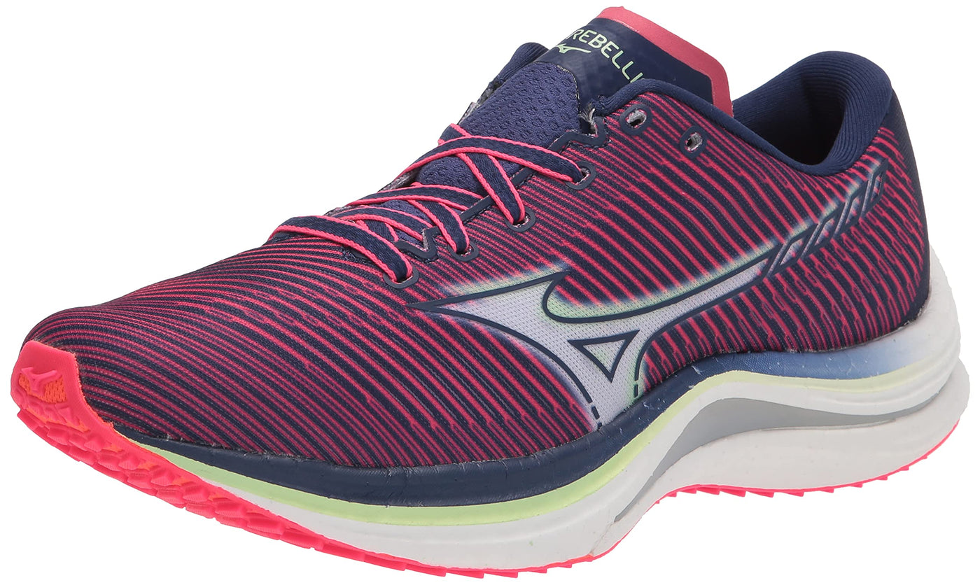 Mizuno Women's Wave Rebellion Running Shoe, Diva Pink-Indigo White, 9.5