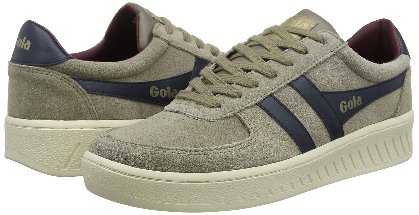 Gola Grandslam Suede - Sneakers for Men - Suede Leather Upper - Breathable Man-Made Lining - Low Profile Rhino/Navy/Burgundy 10 D - Medium