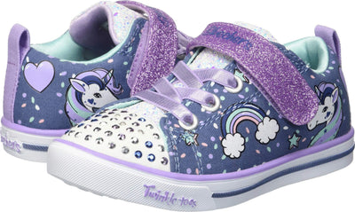 Skechers Unisex-Child Twinkle Toes Sparkle Lite-Unicorn Craze Sneaker Denim/Lavender 13 Little Kid