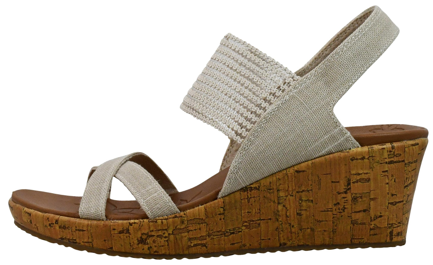 Skechers Cali Womens Beverlee-High Tea Wedge Sandal,natural,7 M US