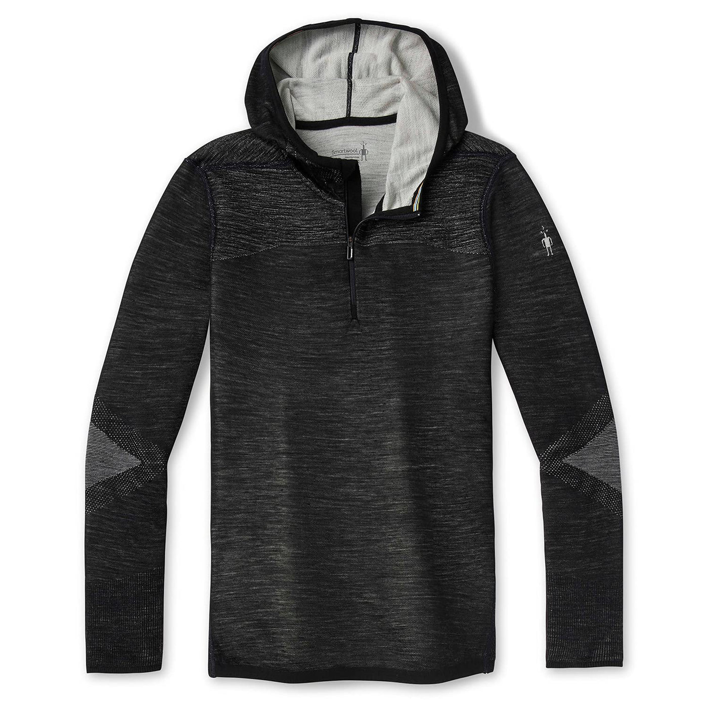 Smartwool Men's Intraknit Merino 200 1/2 Zip Hoodie – Merino Wool Base Layer Medium Black-white